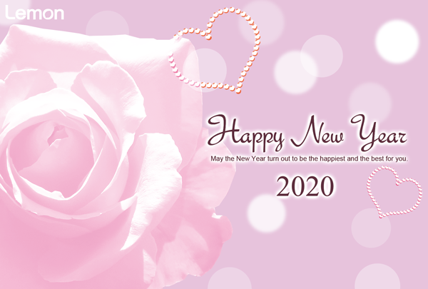 無料　2020年　おしゃれ年賀状　薔薇