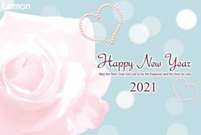 無料　2021年　おしゃれ年賀状　薔薇