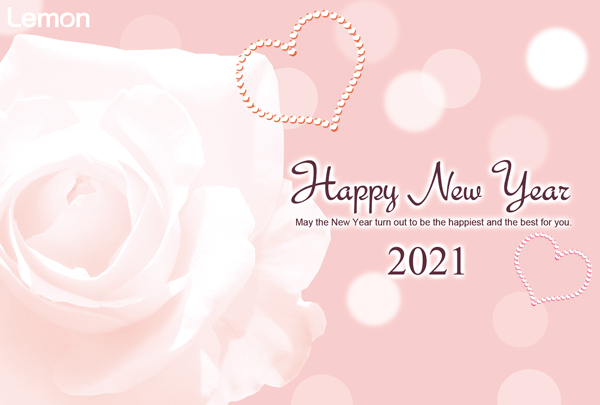 無料　2021年　おしゃれ年賀状　薔薇